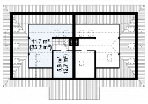 Проект дома на две семьи H002. План чердака