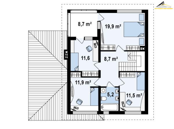 Двухэтажный дом P006 - 162,5 м² — изображение 9