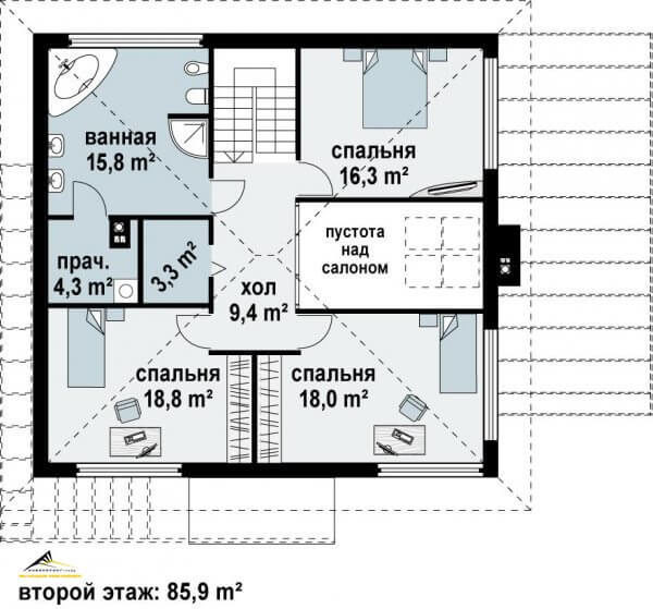 Двухэтажный дом P010 - 187,4 м² — изображение 8