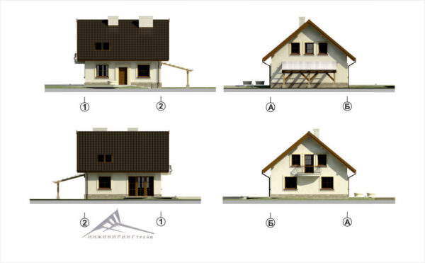 Мансардный дом M005 -96.6 м²