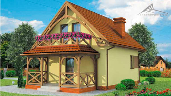Мансардный дом M007 -70 м²